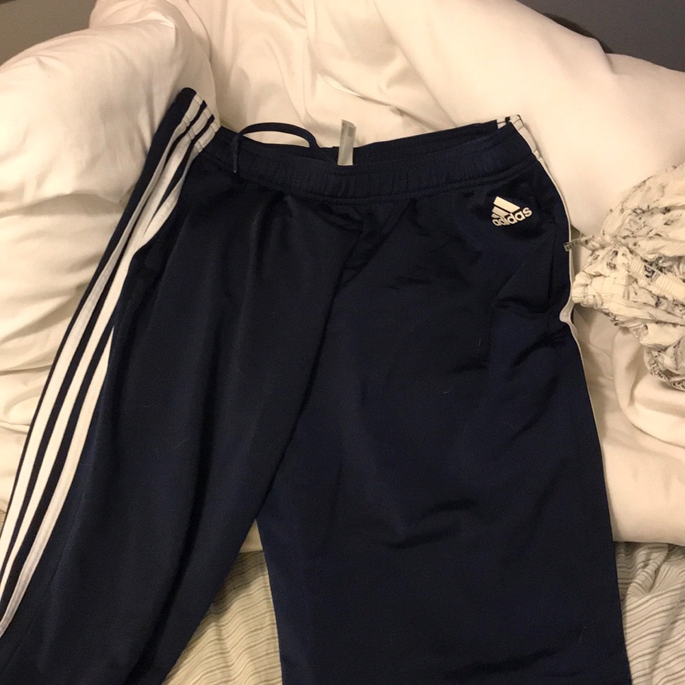 navy blue adidas track pants